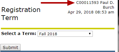 Your Student ID/C Number is listed in the top, left-hand side.